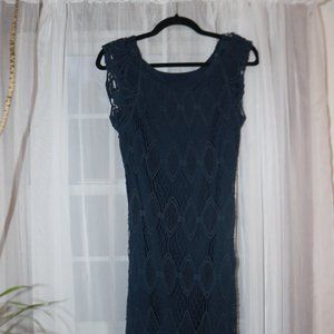 It's Pink Navy Blue Crochet Dress